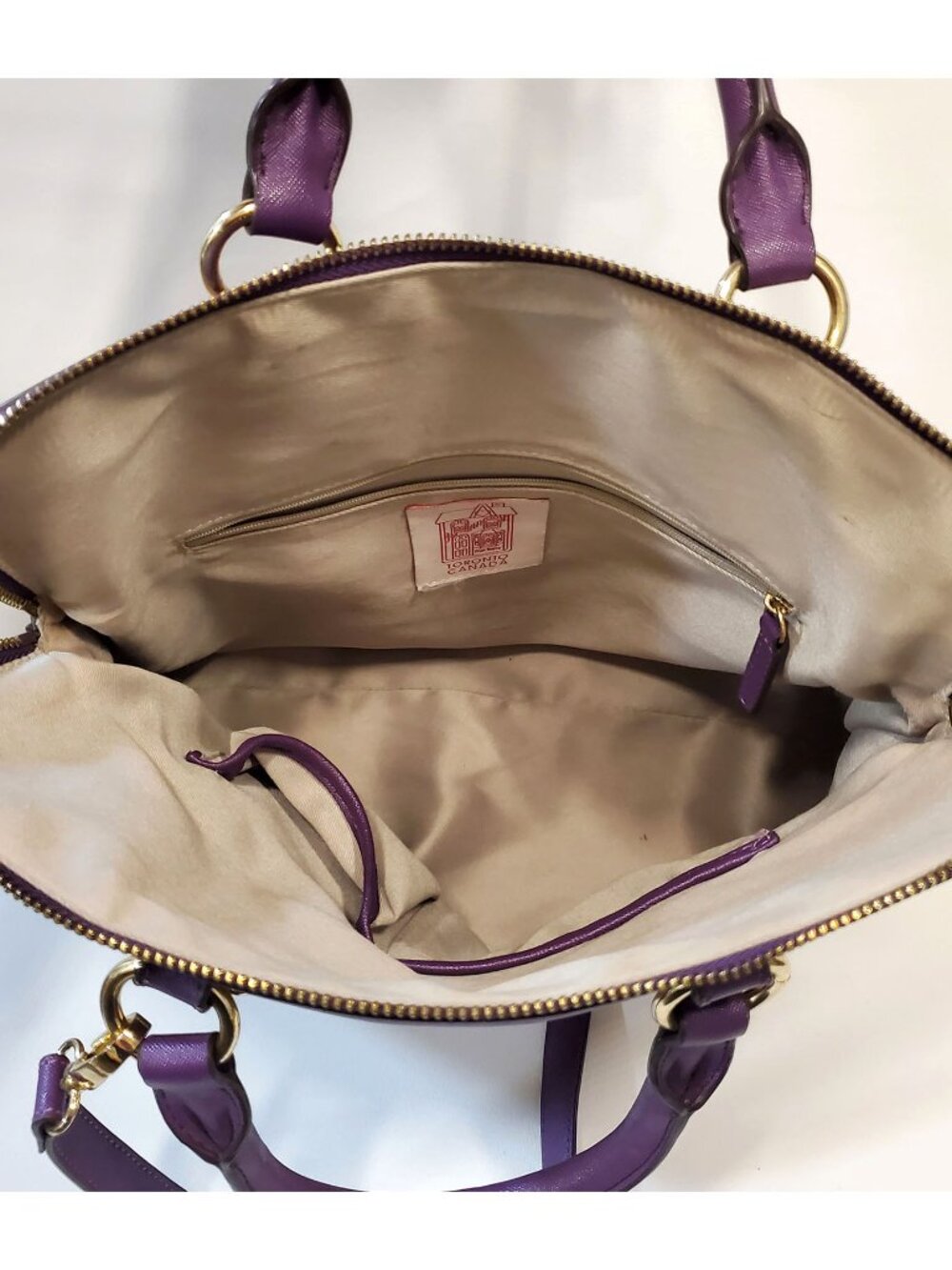Jeanne Lottie leather bag purse tan purple - Picture 6 of 6